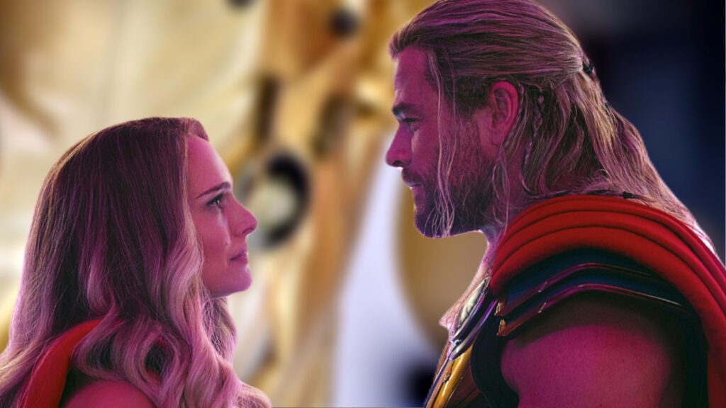 ناتالی پورتمن و کریس همسورث در"Thor: Love and Thunder